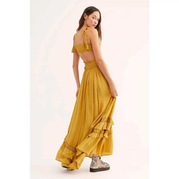 Free People Santa Maria Maxi Dress Endless Summer XSmall Gold NEW - Picture 2 of 7